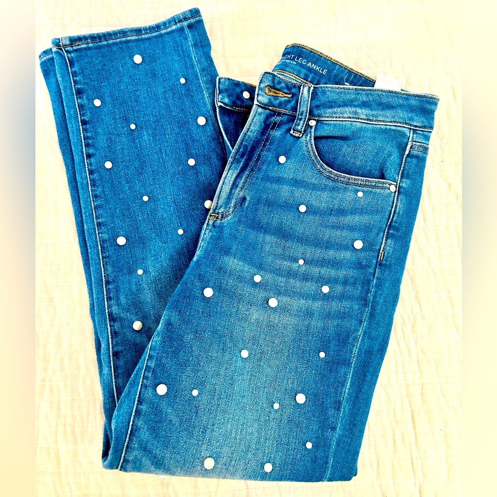 Chico’s Pearl Polka Dot High Rise Straight Leg women’s  Jeans